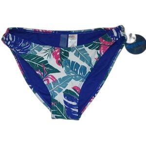 DECREE Juniors' Tropical Floral Leaf Hipster Low-rise Bikini Bottom